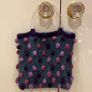 Handmade Knitted Purple, Pink & Blue Purse